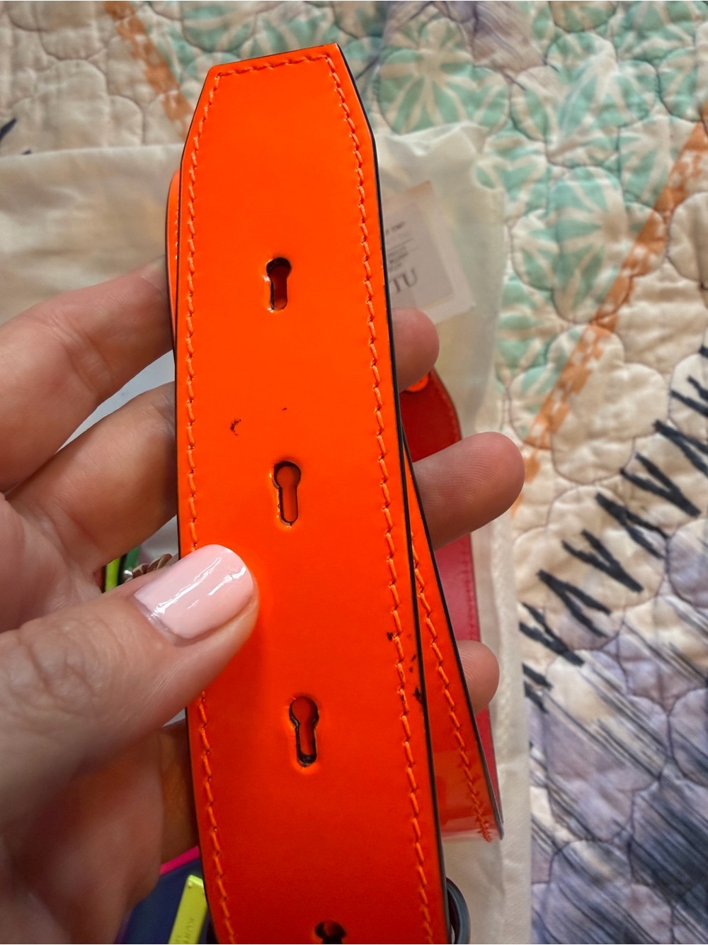 Christian Louboutin Iridescent Pink and Orange Tote with Studded Trim - Picture 13 of 14